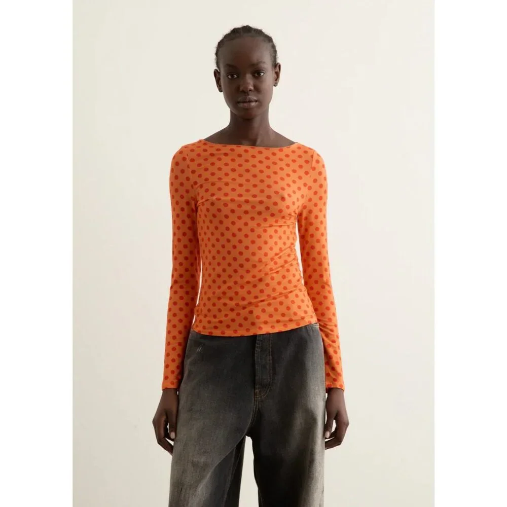 Miaou Amelia Top in Red Polka Dot Small New Womens Long Sleeve Tee - Picture 13 of 16